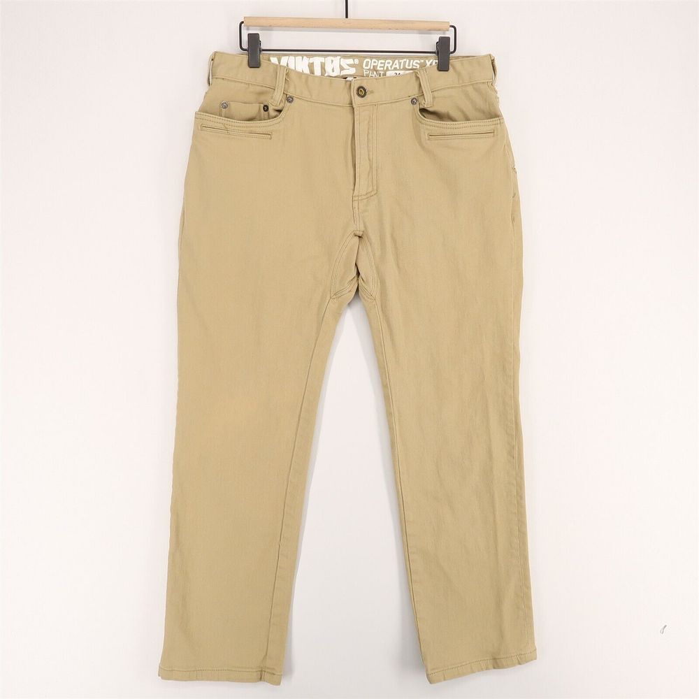 Viktos Operatus XP Pant Mens 34x30 Khaki Beige Stretch Dual Pull Zipper Tactical